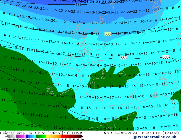 Z500/Rain (+SLP)/Z850 ECMWF lun 03.06.2024 18 UTC