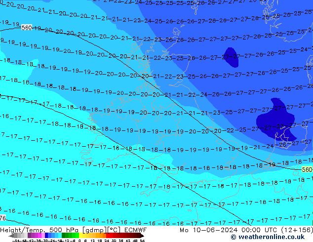 Z500/Rain (+SLP)/Z850 ECMWF ��� 10.06.2024 00 UTC