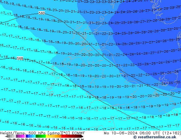 Z500/Rain (+SLP)/Z850 ECMWF пн 10.06.2024 06 UTC