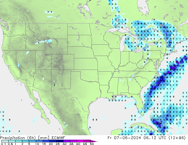 Z500/Rain (+SLP)/Z850 ECMWF пт 07.06.2024 12 UTC