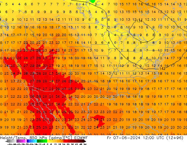 Z500/Rain (+SLP)/Z850 ECMWF пт 07.06.2024 12 UTC