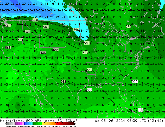 Height/Temp. 500 hPa ECMWF We 05.06.2024 06 UTC