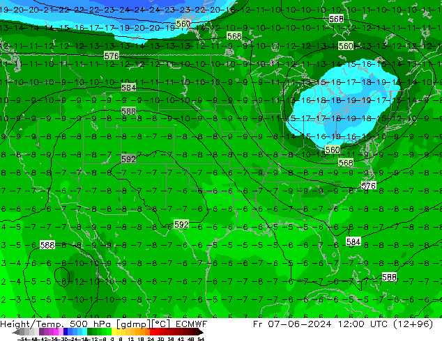 Z500/Rain (+SLP)/Z850 ECMWF пт 07.06.2024 12 UTC