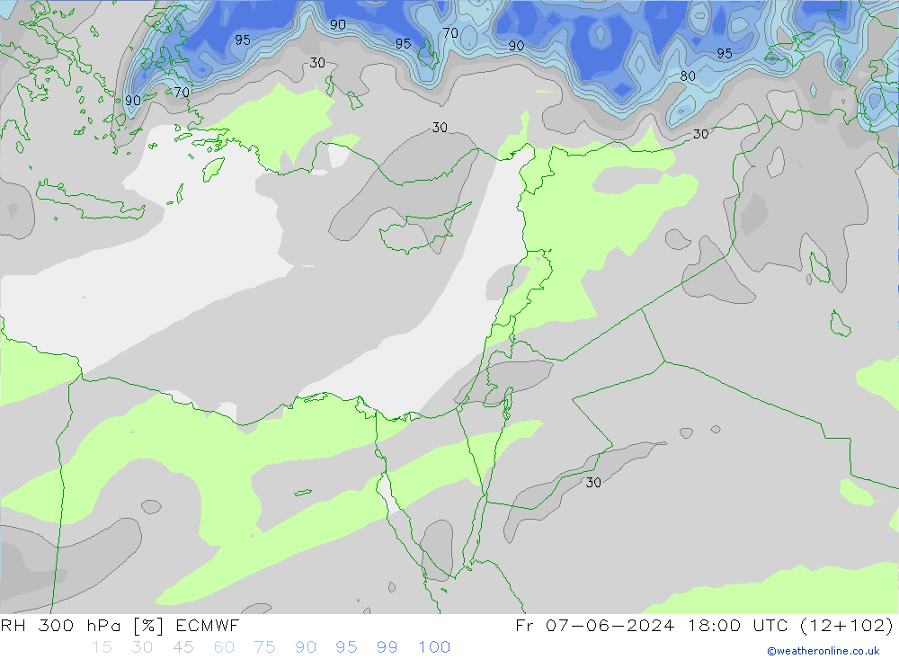 RH 300 hPa ECMWF pt. 07.06.2024 18 UTC