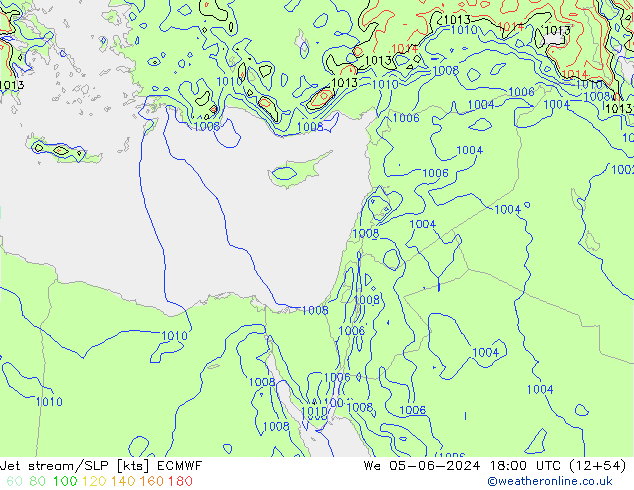 Straalstroom/SLP ECMWF wo 05.06.2024 18 UTC