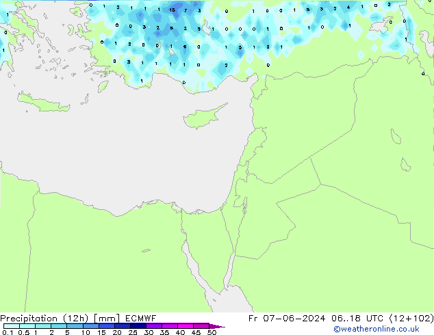 Precipitazione (12h) ECMWF ven 07.06.2024 18 UTC