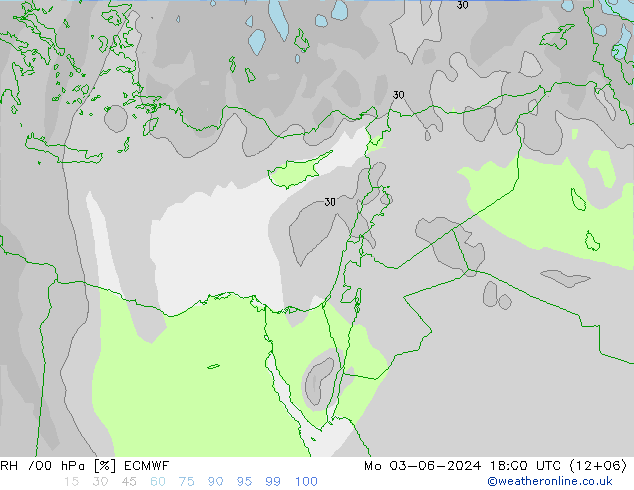 Humedad rel. 700hPa ECMWF lun 03.06.2024 18 UTC