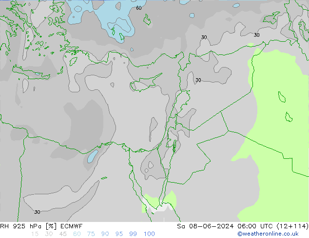 RH 925 hPa ECMWF so. 08.06.2024 06 UTC