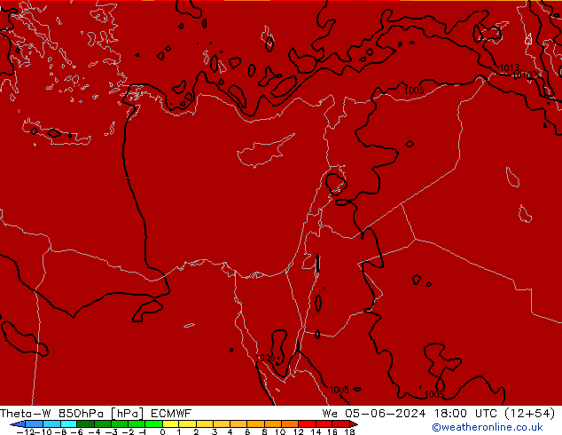 Theta-W 850hPa ECMWF mer 05.06.2024 18 UTC