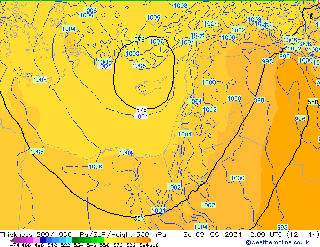 500-1000 hPa Kalınlığı ECMWF Paz 09.06.2024 12 UTC