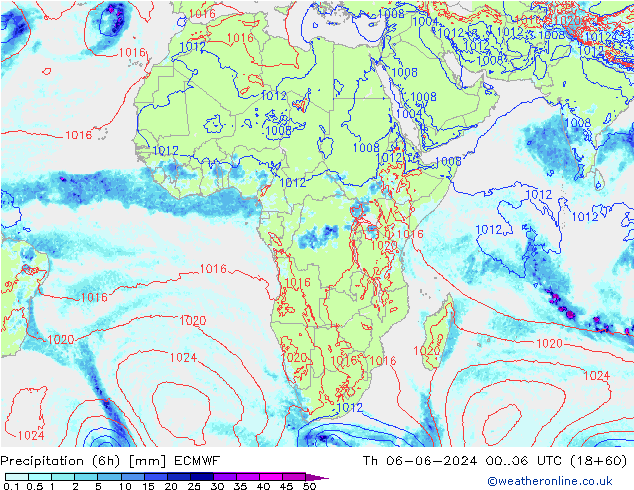 Z500/Rain (+SLP)/Z850 ECMWF Qui 06.06.2024 06 UTC