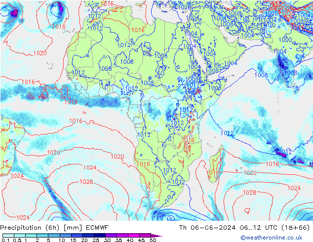 Z500/Rain (+SLP)/Z850 ECMWF gio 06.06.2024 12 UTC