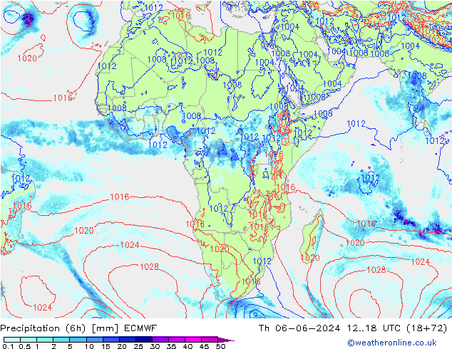 Z500/Rain (+SLP)/Z850 ECMWF Qui 06.06.2024 18 UTC