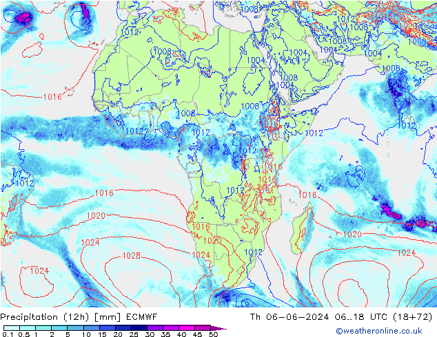 Yağış (12h) ECMWF Per 06.06.2024 18 UTC