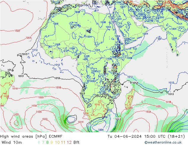 High wind areas ECMWF mar 04.06.2024 15 UTC