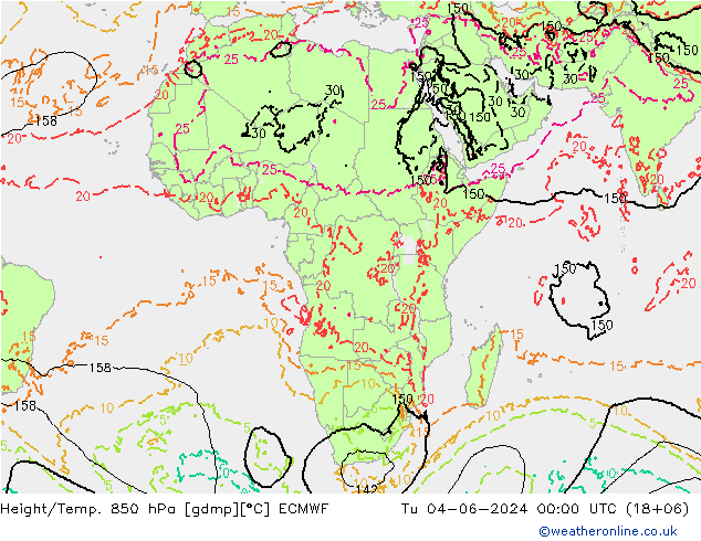 Z500/Rain (+SLP)/Z850 ECMWF wto. 04.06.2024 00 UTC