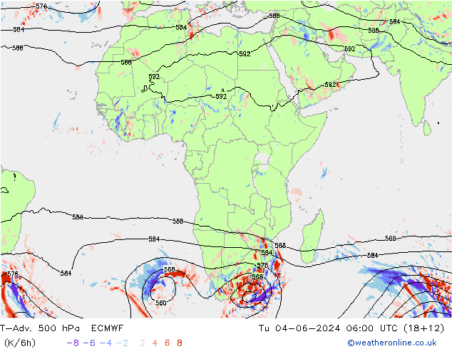 T-Adv. 500 hPa ECMWF mar 04.06.2024 06 UTC