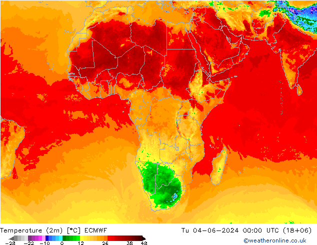 Temperatura (2m) ECMWF mar 04.06.2024 00 UTC