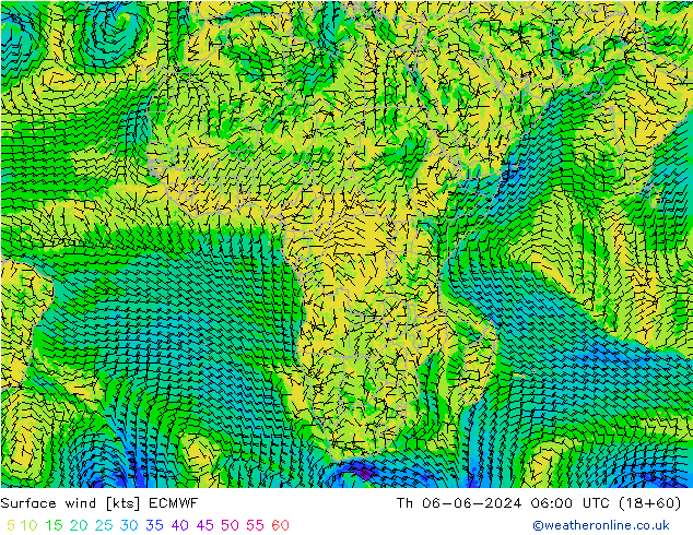 Surface wind ECMWF Th 06.06.2024 06 UTC