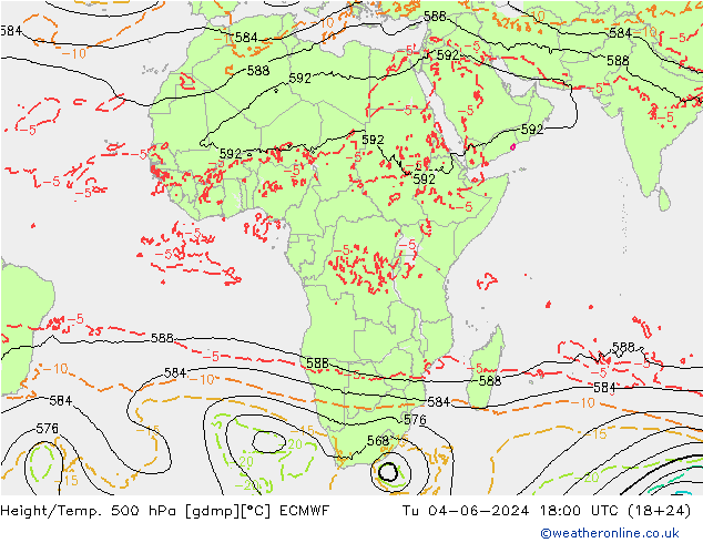 Height/Temp. 500 hPa ECMWF  04.06.2024 18 UTC