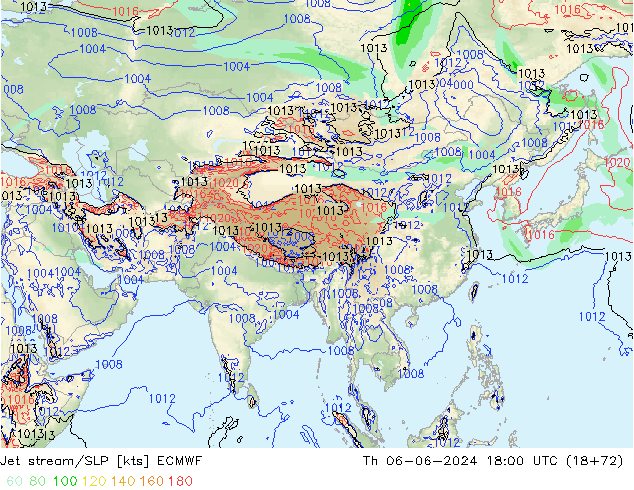 Straalstroom/SLP ECMWF do 06.06.2024 18 UTC