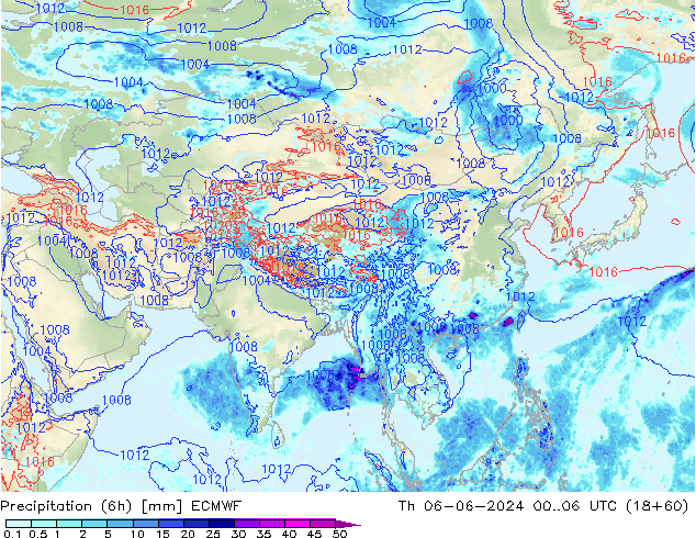 Z500/Rain (+SLP)/Z850 ECMWF чт 06.06.2024 06 UTC