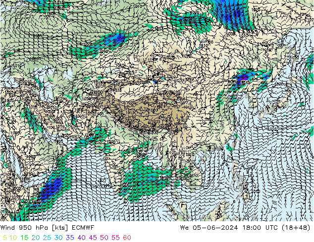 Wind 950 hPa ECMWF We 05.06.2024 18 UTC