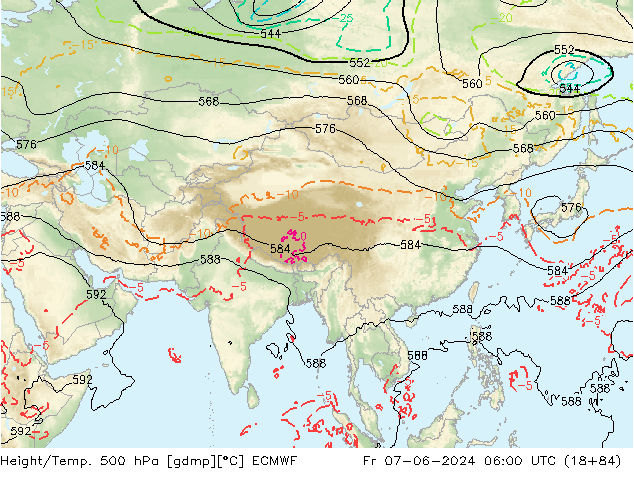 Z500/Rain (+SLP)/Z850 ECMWF  07.06.2024 06 UTC