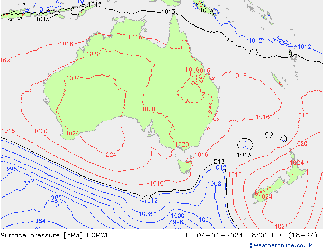 Luchtdruk (Grond) ECMWF di 04.06.2024 18 UTC