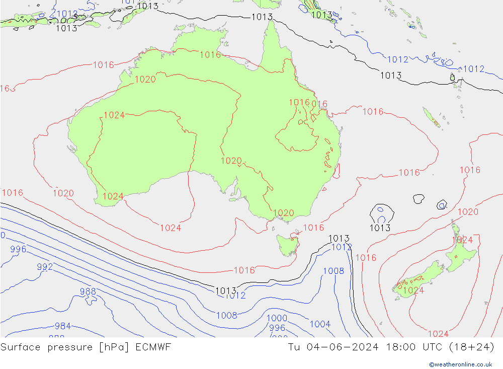 приземное давление ECMWF вт 04.06.2024 18 UTC