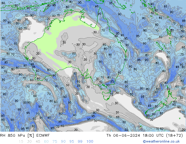 RH 850 hPa ECMWF  06.06.2024 18 UTC