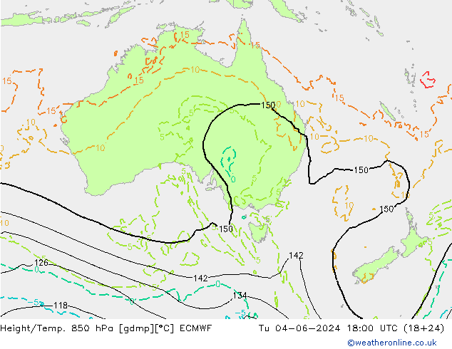 Z500/Yağmur (+YB)/Z850 ECMWF Sa 04.06.2024 18 UTC