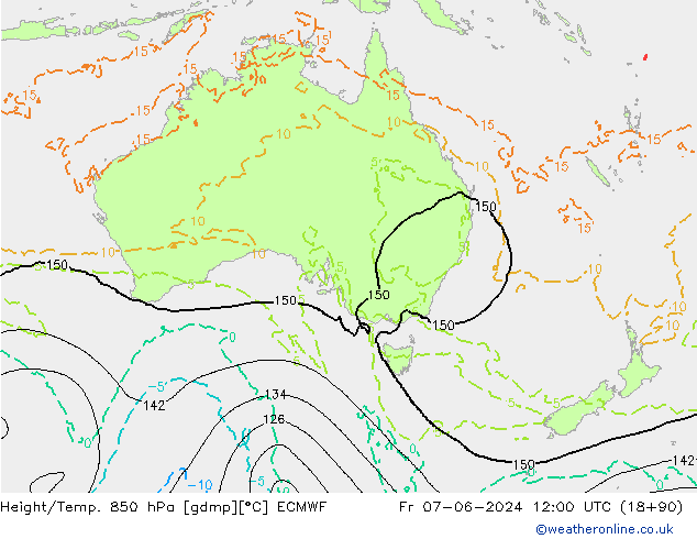 Height/Temp. 850 hPa ECMWF Fr 07.06.2024 12 UTC