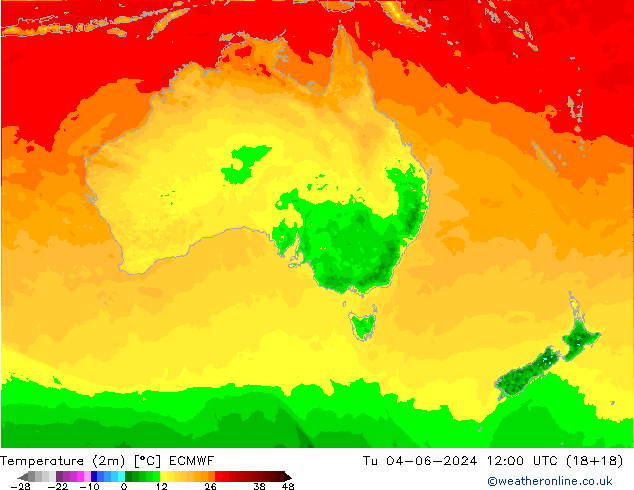 Temperatura (2m) ECMWF mar 04.06.2024 12 UTC