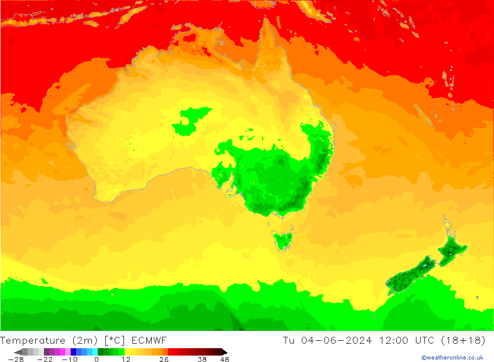 Temperatura (2m) ECMWF mar 04.06.2024 12 UTC
