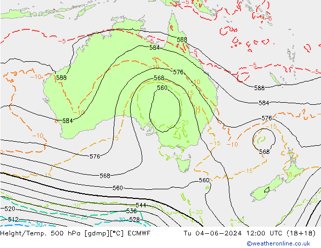 Height/Temp. 500 гПа ECMWF вт 04.06.2024 12 UTC