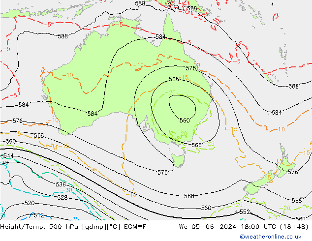 Z500/Rain (+SLP)/Z850 ECMWF mié 05.06.2024 18 UTC