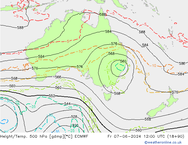 Yükseklik/Sıc. 500 hPa ECMWF Cu 07.06.2024 12 UTC