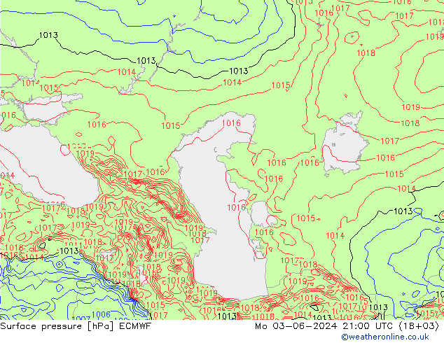 Surface pressure ECMWF Mo 03.06.2024 21 UTC