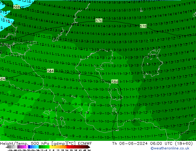 Z500/Rain (+SLP)/Z850 ECMWF Qui 06.06.2024 06 UTC