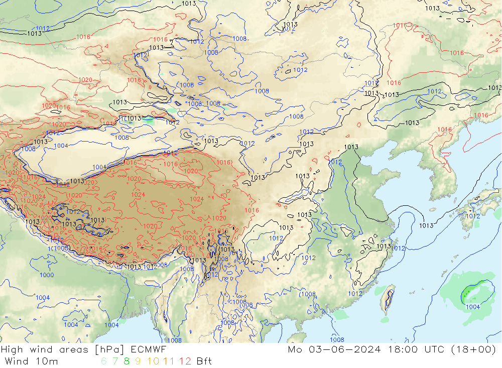 High wind areas ECMWF Mo 03.06.2024 18 UTC