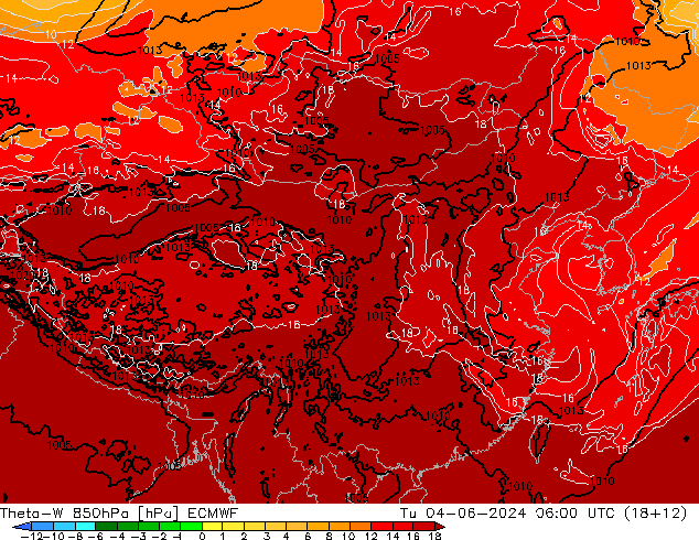 Theta-W 850hPa ECMWF Sa 04.06.2024 06 UTC