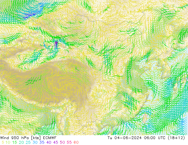 Wind 950 hPa ECMWF di 04.06.2024 06 UTC