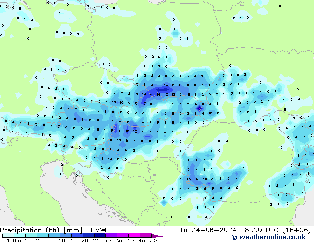 Z500/Rain (+SLP)/Z850 ECMWF wto. 04.06.2024 00 UTC