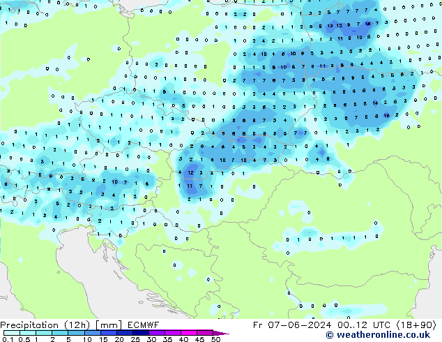 Nied. akkumuliert (12Std) ECMWF Fr 07.06.2024 12 UTC