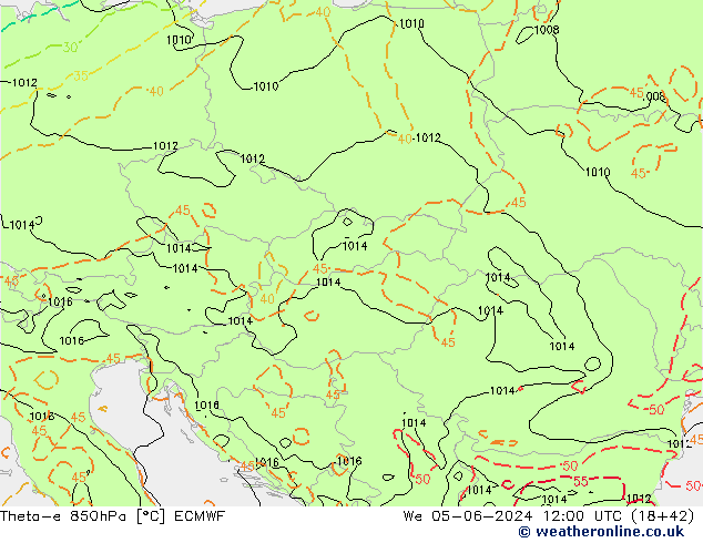 Theta-e 850hPa ECMWF We 05.06.2024 12 UTC