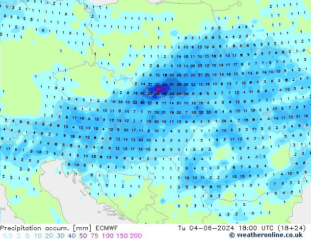 Precipitation accum. ECMWF mar 04.06.2024 18 UTC