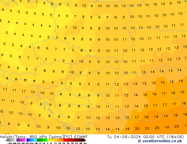 Z500/Rain (+SLP)/Z850 ECMWF wto. 04.06.2024 00 UTC