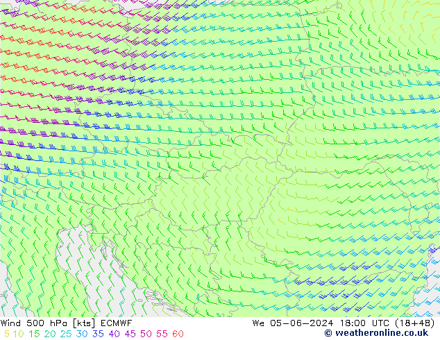 Wind 500 hPa ECMWF wo 05.06.2024 18 UTC