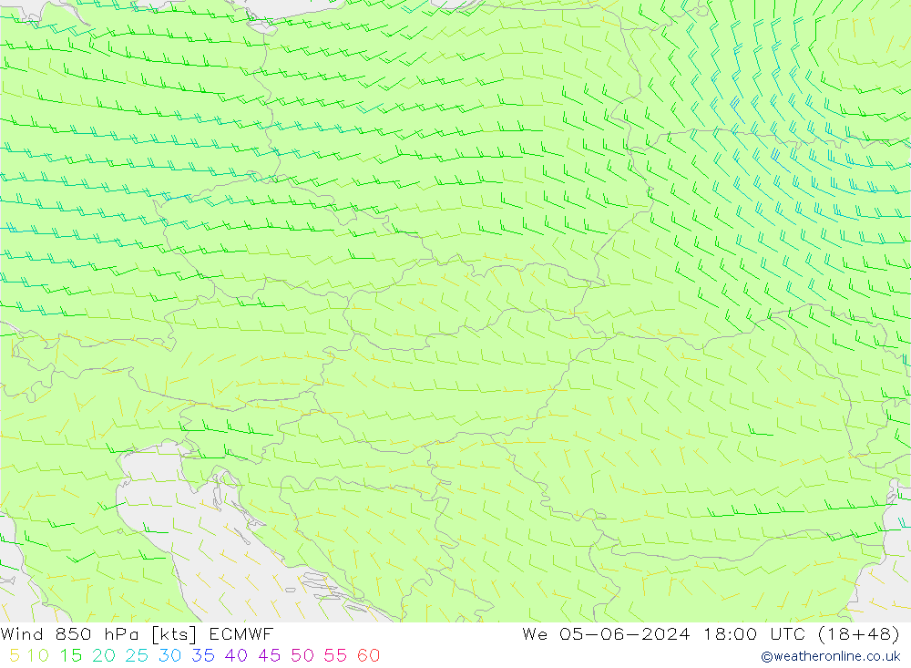 Wind 850 hPa ECMWF wo 05.06.2024 18 UTC